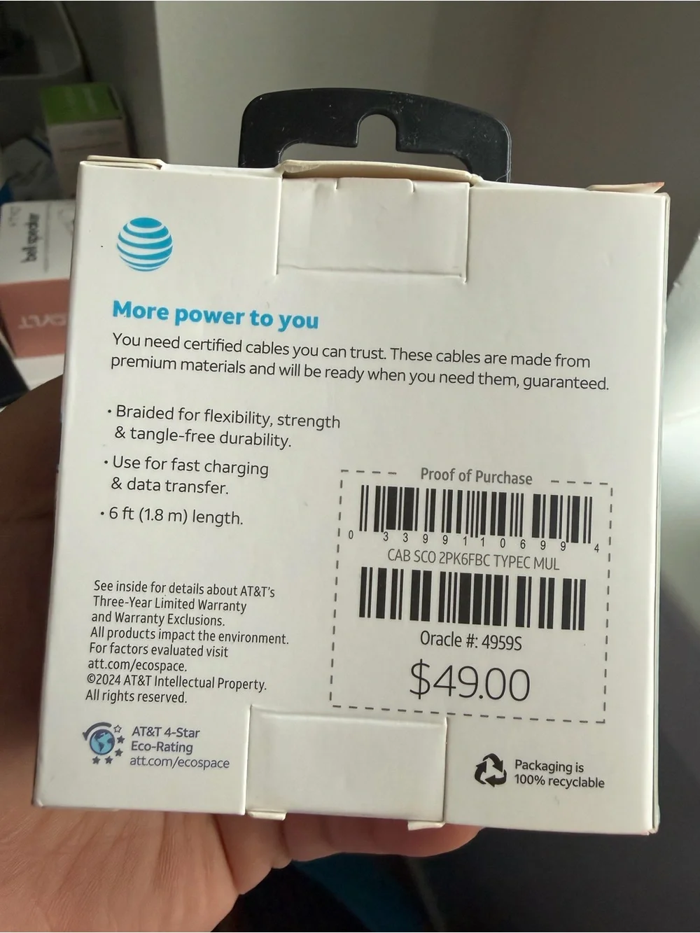 6 ft Braided USB-C to USB-C Cable Two-Pack - Black & White